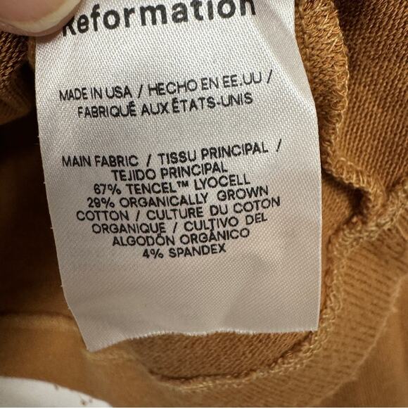 Reformation Brown Organic Cotton Blend V Neck Sweater Women S Bell Sleeve Luxury - Picture 6 of 11